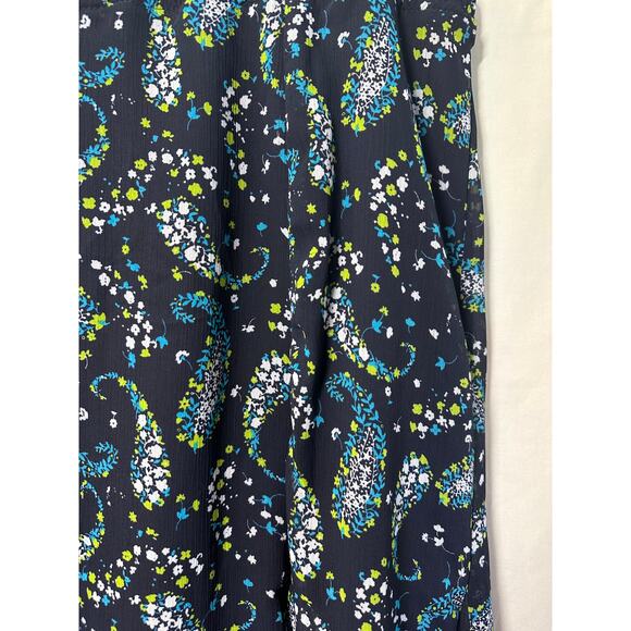 Laura Scott Navy Paisley Vine Print Skirt - Size Large - Picture 3 of 4